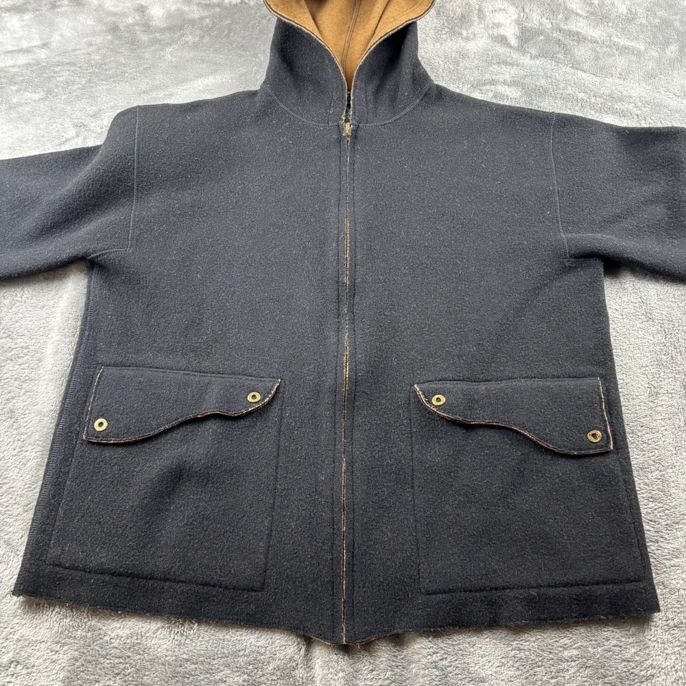 Lauren Ralph Lauren Jacket Womens Small Petite Black Wool Knit Hooded Full Zip - Picture 3 of 10
